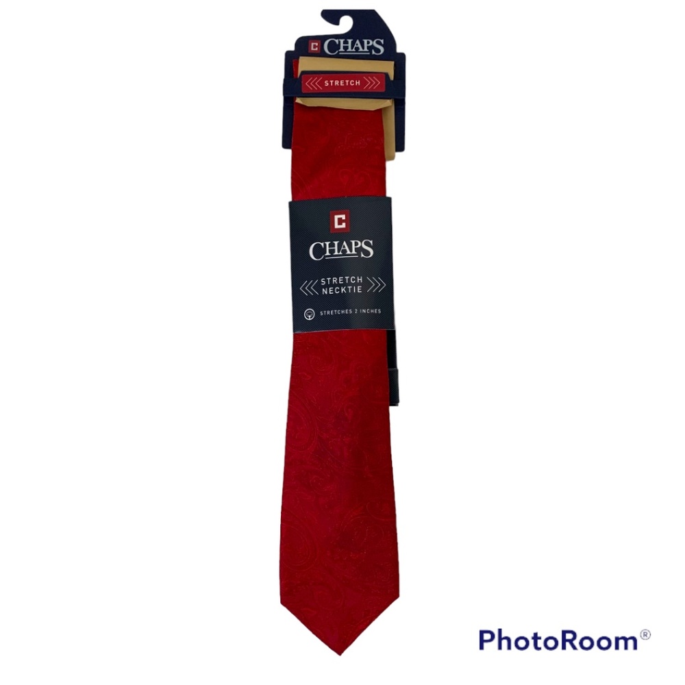 Chaps Red Stretch Necktie Red Sleigh Color NEW NWT